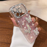 Luxury Diamond Butterfly Transparent Plating Soft Silicone Case For iPhone