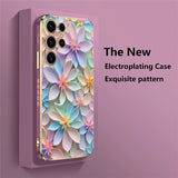 Soft Silicone Shockproof Flower Pattern Plating Phone Case for Samsung