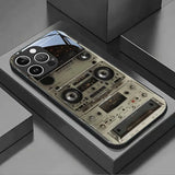 Retro Magnetic Radio Tape Cassette Pattern Glass Case For iPhone