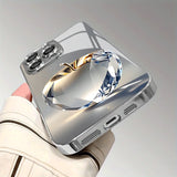 Gorgeous Shine Crystal Apple Electroplated Glass Case For iPhone