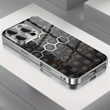 Minimalist Textured Honeycomb Pattern Glass Electroplated Phone Case For iPhone
