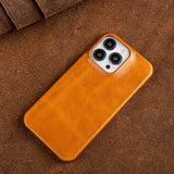 Oil Wax Luxury Genuine Leather Case For iphone