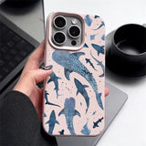 Ocean Shark Whale Pattern Leather Texture TPU Case For iPhone