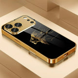 Golden lion profile pattern phone case For iPhone