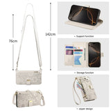 Crossbody Flip Leather Women Girls Wallet Card Holder  Case for IPhone with 2 Lanyads
