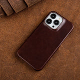 Oil Wax Luxury Genuine Leather Case For iphone