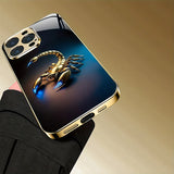 Cool Golden Scorpion Pattern Gold Metallic Paint Glass Case For iPhone