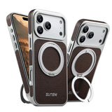 Rotating magnet ring folding stand leather magnetic phone case suitable For iPhone