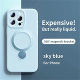 Invisible Stand Holder Magnetic Liquid Silicone Case for iPhone