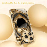 Fashion Diamond For Apple Print Gold Metallic Paint Glass Case For iPhone