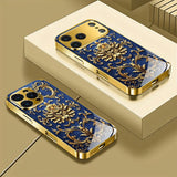 Jewelry Art Decoration Pattern Gold Metallic Paint Glass Phone Case For iPhone