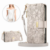 PU Leather Zipper Crossbody Flip Wallet Card Slot with 2 Lanyads Case For Samsung Galaxy