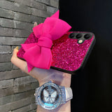 Lovely Fabric Bowknot Glitter Case For Samsung