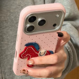 Cute Cartoon Embroidery Horse Case For iPhone