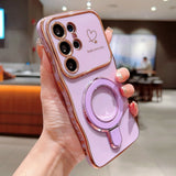 Plating Love Heart Magnetic Bracket Holder Case For Samsung