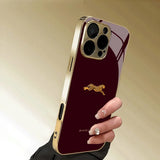 Electroplated Gold Leopard Print Glass Shockproof Phone Case For iPhone