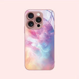 Colorful Gradient Texture Pattern Metal Tempered Glass Case For iPhone