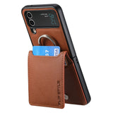 Magnetic Ring Holder Leather Wallet Cards Solt Case for Samsung Galaxy Z Flip