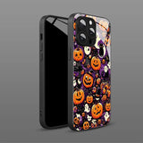 Halloween Themed Pumpkin Pattern Glass Phone Case For iPhone