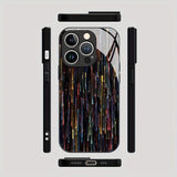 Colorful Stripes Pattern Tempered Glass Black Case For iPhone
