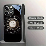 Retro Rotating Dial Pattern Tempered Glass Case For iPhone