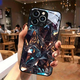 Brilliant Crystal Pattern Tempered Glass Case For iPhone
