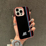 Striped letter M pattern phone case for iPhone