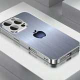 Plating Silver “silver apple ” Toughened Glass Design Case For iPhone