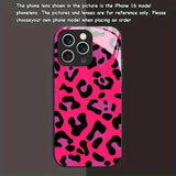 New Pink Leopard Print Tempered Glass Case For iPhone