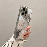 Luxury Marble Texture Pattern Tempered Glass Electroplated Case For iPhone