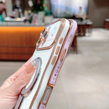 Plating Love Heart Magnetic  Phone Case For iPhone