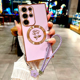 Plating TPU Rose Magnetic Case For Samsung Galaxy