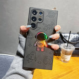 Cartoon Astronaut Leather Silicone Fall Prevention Case for Samsung Galaxy