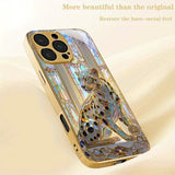 Fashion Leopard Print Gold Metallic Paint Tempered Glass Case For iPhone