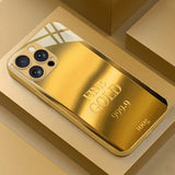Gold Bullion Pattern Gold Metallic Paint Glass Phone Case For iPhone