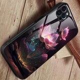 Luxury Lotus Flower Print Glass Phone Case For iPhone