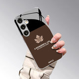Leaf Message Pattern Electroplated Glass Phone Case For Samsung
