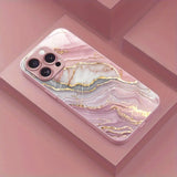 Advanced Marble Pattern Pink Paint Glass Hard Case For iPhone