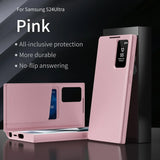 Leather Card Solt Pocket Smart Display LED Transparent Window Case for Samsung