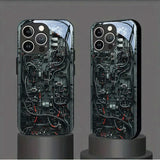 Creative Mechanical Circuit Tempered Glass Phone Case For iPhone