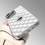 White Texture Background For Apple Glass Electroplated Phone Case For iPhone