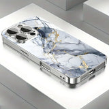 Luxury Marble Texture Pattern Tempered Glass Electroplated Case For iPhone