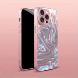 Lasers Textured Iridescent Paint Tempered Glass Case For iPhone