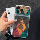 Aztec sheepskin leather textured phone case For iPhone