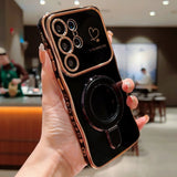 Plating Love Heart Magnetic Bracket Holder Case For Samsung