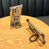 Luxury Magnetic Plating Stand Shockproof Clear Case For Samsung