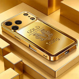 Gold Bar Letters Pattern Gold Paint Glass Case For iPhone