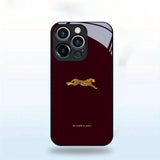 Wine Red Leopard Pattern Tempered Glass Phone Case For iPhone