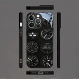 Aviation Instrument Pattern Tempered Glass Case For iPhone