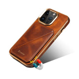Magnetic Plating Shockproof Leather Card Holder Case For iPhone